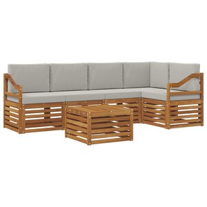 vidaXL Ensemble de canapés d'extérieur 6 pc Gris Naturel et Clair