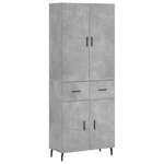 vidaXL Buffet haut Gris béton 69 5x34x180 cm Bois d'ingénierie