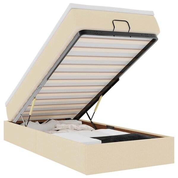 vidaXL Cadre de lit ottoman avec matelas crème 90x200 cm tissu