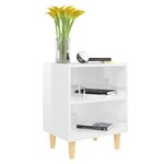 vidaXL Tables de chevet pieds en bois 2 Pièces Blanc brillant 40x30x50 cm