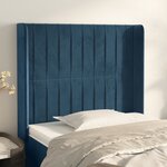 vidaXL Tête de lit avec oreilles Bleu foncé 83x16x118/128 cm Velours