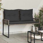 vidaXL Banc extérieur avec coussin 4 Pièces Gris et Gris foncé polyrotin