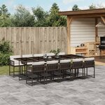 vidaXL Ensemble à manger de jardin et coussins 11 Pièces marron rotin
