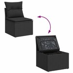 vidaXL Ensemble de canapé de jardin 7 Pièces Noir