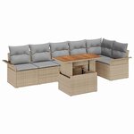 vidaXL Ensemble de canapé de jardin 7 Pièces Beige et Gris clair