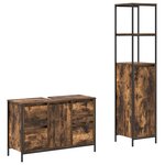 Set de meubles de salle de bain 2 pièces en bois d'ingénierie chêne fumé
