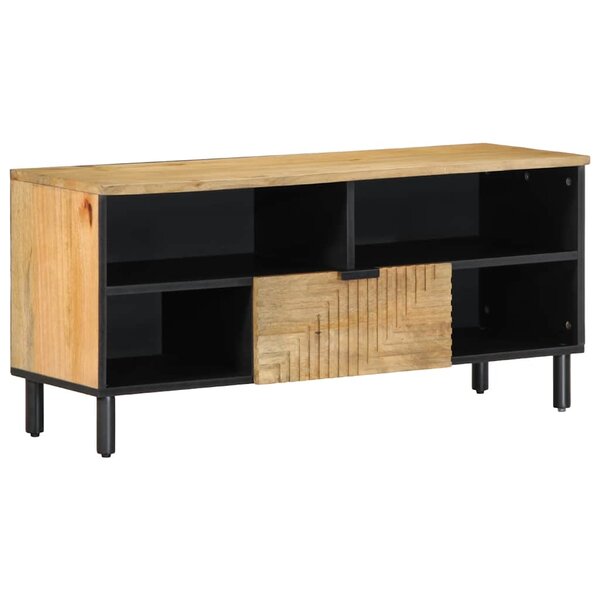 vidaXL Meuble TV marron 100x33x46 cm bois massif de manguier
