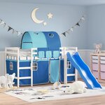 vidaXL Lit mezzanine enfants avec tunnel sans matelas bleu 80x200 cm