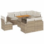 vidaXL Salon de jardin avec coussins 9 Pièces beige résine tressée