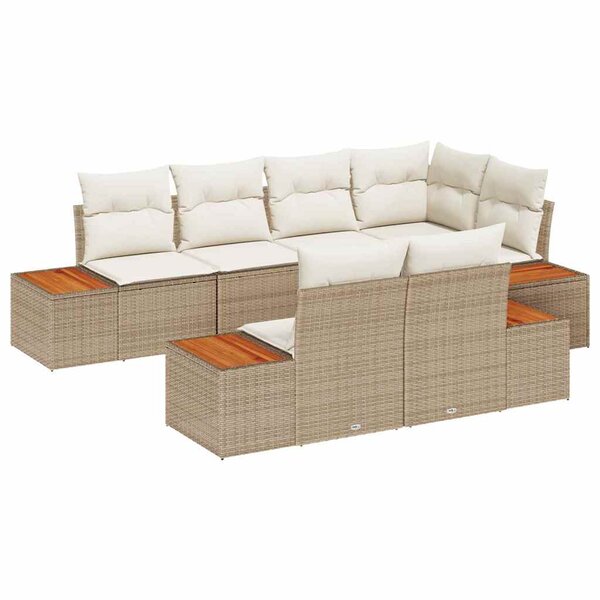 vidaXL Ensemble de canapé de jardin avec coussin 7 Pièces beige et crème