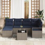 vidaXL Ensemble de Canapés avec coussin 7 Pièces Gris polyrotin