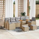 vidaXL Ensemble de canapé de jardin 10 Pièces Beige Poly rotin