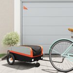 vidaXL Remorque de vélo noir et orange 30 kg fer