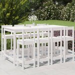 vidaXL Ensemble de bar de jardin 9 Pièces blanc bois de pin massif