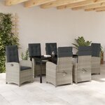 vidaXL Ensemble de salle à manger de jardin 7 pièces avec coussins Gris clair Poly Rattan