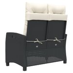 vidaXL Banc inclinable de jardin avec coussins noir résine tressée