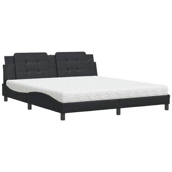 vidaXL Lit avec matelas Zadar noir 180x200 cm similicuir