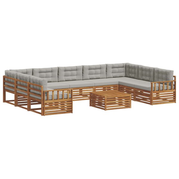 vidaXL Ensemble de canapés d'extérieur 10 pc Gris Naturel et Clair