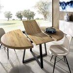 Table ronde extensible DUNA 4 à 6 personnes - Décor chêne - 110 x 110/152 x hauteur 77 cm