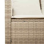 vidaXL Canapé de jardin 2places coussins et table beige résine tressée
