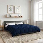 vidaXL Duvet d'hiver Matelassé Bleu foncé 200 x 200 cm Microfibre
