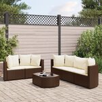 vidaXL Salon de jardin avec coussins 6 Pièces marron résine tressée