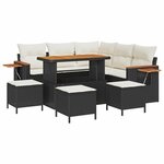 vidaXL Ensemble de canapé de jardin avec coussin 9 Pièces Noir Poly rotin