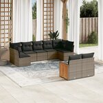 vidaXL Salon de jardin 9 Pièces avec coussins gris résine tressée