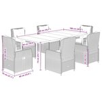 vidaXL Ensemble à manger de jardin et coussins 7 Pièces beige poly rotin