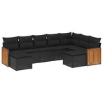 vidaXL Salon de jardin 9 Pièces avec coussins noir résine tressée