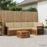 vidaXL Ensemble de canapé d'angle avec coussin 5 Pièces Naturel