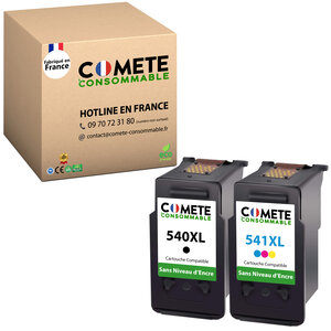 COMETE, Entreprise Française - 540XL 541XL - Pack de 2 Cartouches Compatibles sans  Niveau d'encre-CANON