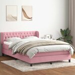 vidaXL Sommier à lattes de lit avec matelas rose 140x210 cm velours