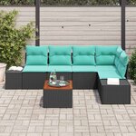 vidaXL Ensemble de canapé de jardin avec coussin 6 Pièces Noir polyrotin