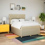 vidaXL Sommier à lattes de lit avec matelas Crème 140x190 cm Tissu
