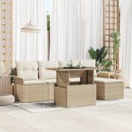 vidaXL Ensemble de Canapés de Jardin 6 pièces avec Coussins Beige Rattan Poly