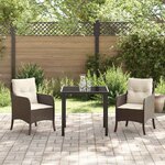 vidaXL Ensemble de salle à manger pour jardin 3 Pièces Marron Poly rotin