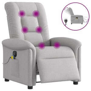 vidaXL Fauteuil de massage inclinable électrique gris nuage tissu