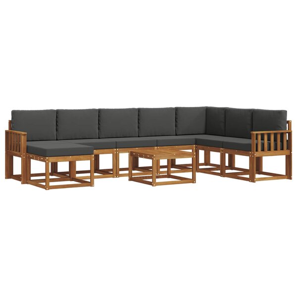 vidaXL Ensemble de canapés d'extérieur 9 pc Naturel et Anthracite