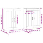 vidaXL Armoires murales 2 Pièces gris béton bois d'ingénierie