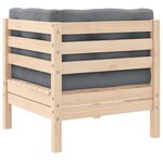 vidaXL Salon de jardin 3 Pièces avec coussins gris Bois de pin massif