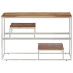vidaXL Table console argenté acier inoxydable et bois massif d'acacia