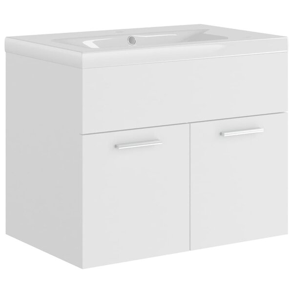 vidaXL Armoire d'évier avec lavabo intégré Blanc Aggloméré