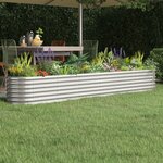 vidaXL Lit surélevé de jardin Acier enduit de poudre Argenté