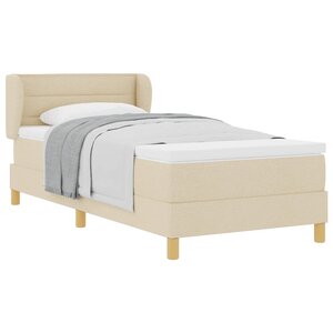 vidaXL Lit à ressorts avec matelas Crème 100 x 200 cm tissu