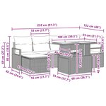 vidaXL Ensemble de canapé de jardin 7 Pièces Gris et bleu marine