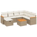 vidaXL Salon de jardin avec coussins 8 Pièces beige résine tressée