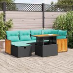 vidaXL Salon de jardin avec coussins 7Pièces marron résine tressée acacia
