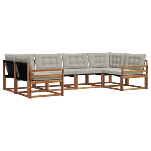 vidaXL Ensemble de canapés d'extérieur 6 pc Gris Naturel et Clair