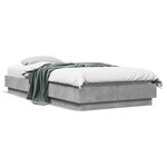 vidaXL Cadre de lit avec lumières LED gris béton 100x200 cm